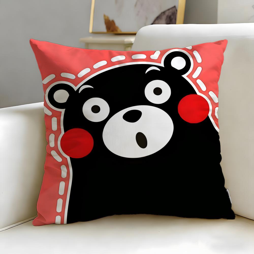 Classic Cartoon Character Kumamon Cushion Cover Soft & Easy-Wash Pillow Case – Versatile For Couch, Bed, Travel And Office