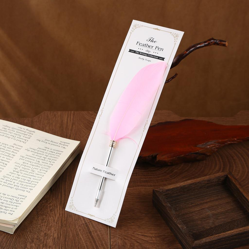 Feather Ballpoint Pen Creative Retro Goose Feather Shape Ballpoint Pen Cute Puzzle Student Stationery