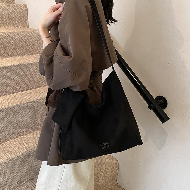 Suede Shoulder Tote Bag Women'S Light Luxury High-End Casual Messenger Handbag