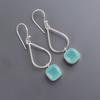 Aqua Chalcedon Edelstein 925 Sterlingsilber Handgefertigter Schmuck Ohrringe 1,90" EE-7-15