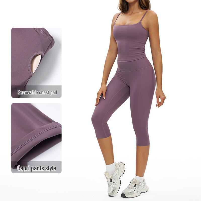 European-American Yoga Set: Brushed Wide-Leg Sportswear for Running & Fitness