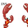 Rhinestone Dangle Earrings Creative Vivid Funny Lobster Sexy Eardrop for Gift Girls