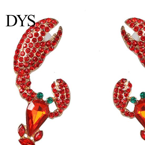 Rhinestone Dangle Earrings Creative Vivid Funny Lobster Sexy Eardrop for Gift Girls