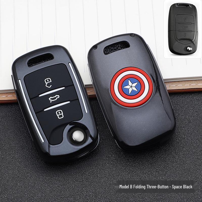 Baojun-Marvel Car Key Pouch: Stylish Buckle Remote Shell & Personalized Decoration