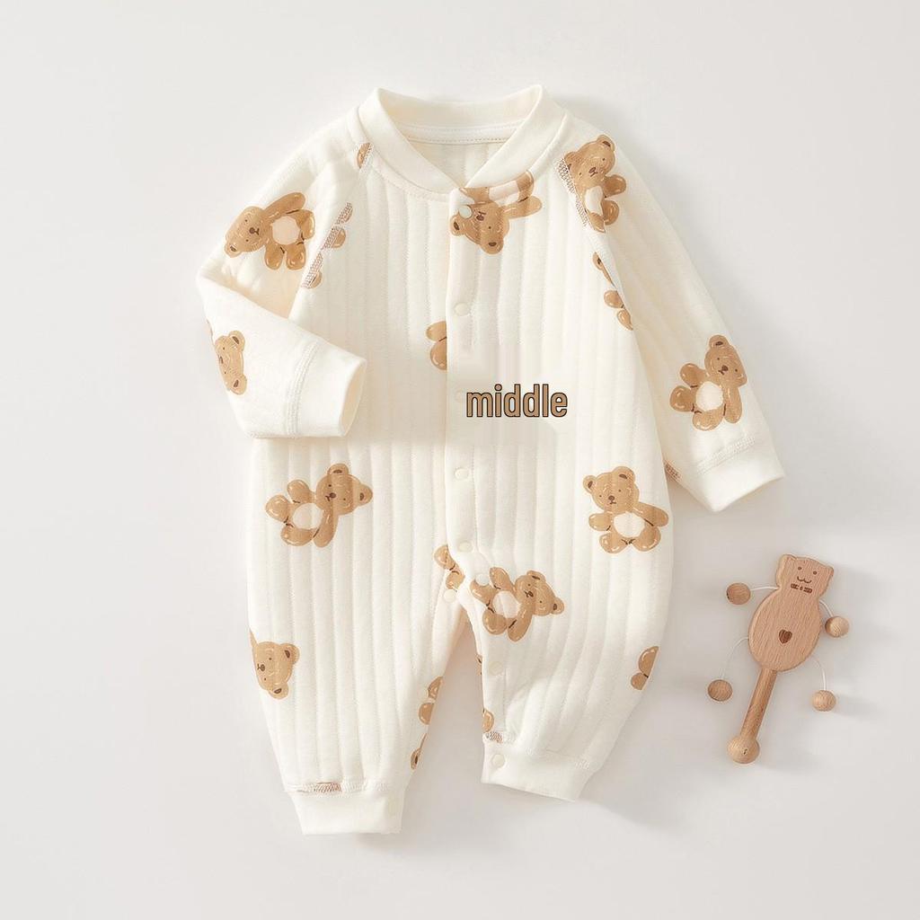 Gesteppter Baby-Overall: Warmer Winter-Strampler & Dicke Luftbaumwoll-Pyjamas