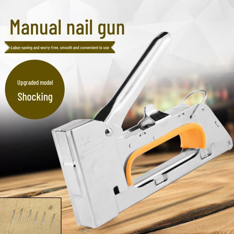 Manual Brad Nailer and Staple Gun with U-Shaped and Hog Ring Staples - Model 1008F