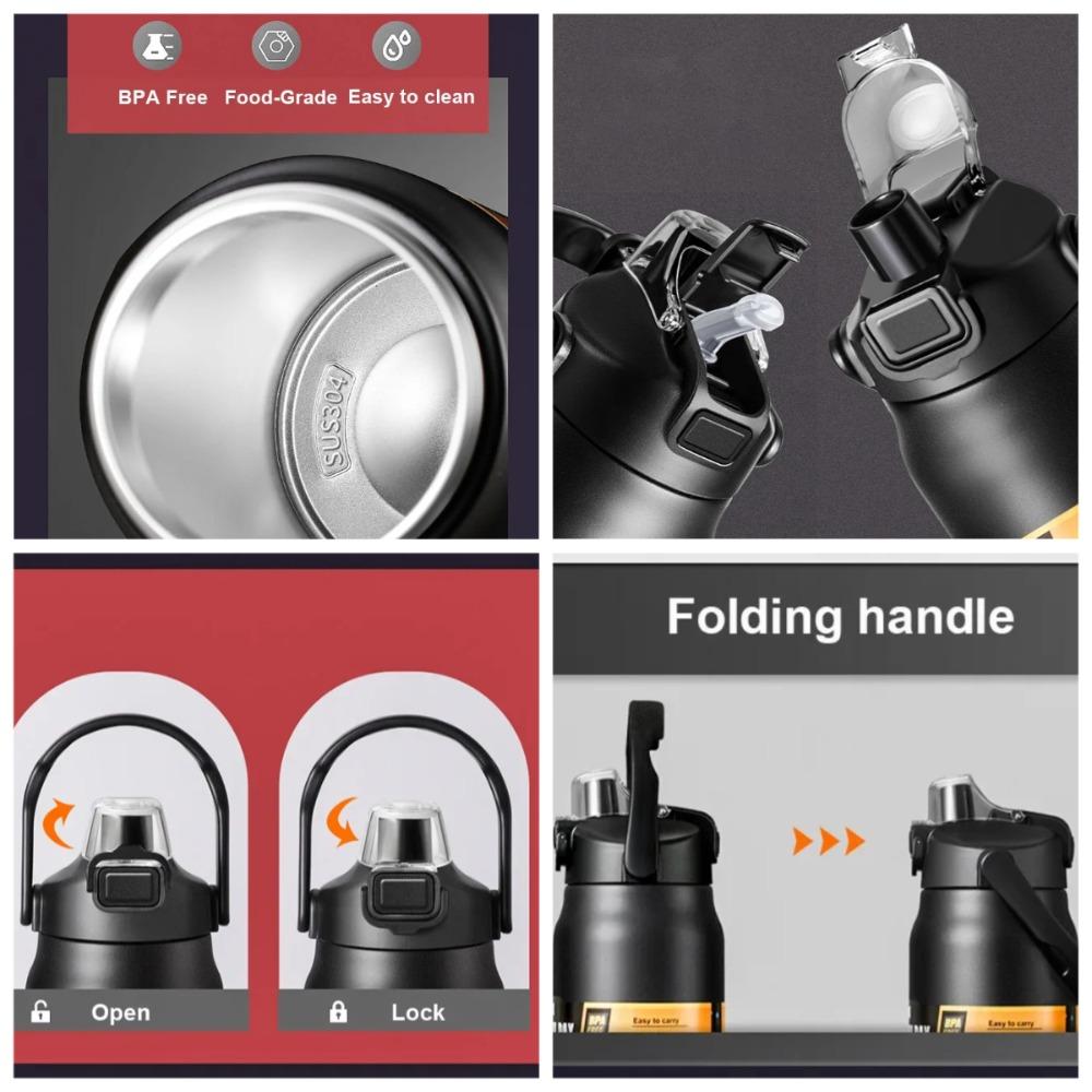 1 Pack Thermos Flask Outdoor Thermos Flask 304 Stainless Steel Vacuum Insulated Cup Portable Sports Water Bottle with Straw