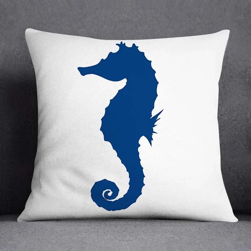 Blue Sailor Mermaid Marine Home Decor Pillowcase Square   Office  Cushion Cover