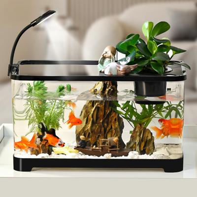 Kunststoff-Aquarium, kleines Kampffischbecken mit Hängekorb, Haushaltsaquarium, Schildkrötenbecken-Set für Schildkröten, Krabben, Fische, Amphibien, Reptilien