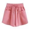 Fitness Wide Leg Shorts Women with Pockets Drawstring Short Pants Fashion High Waist Shorts  Sport