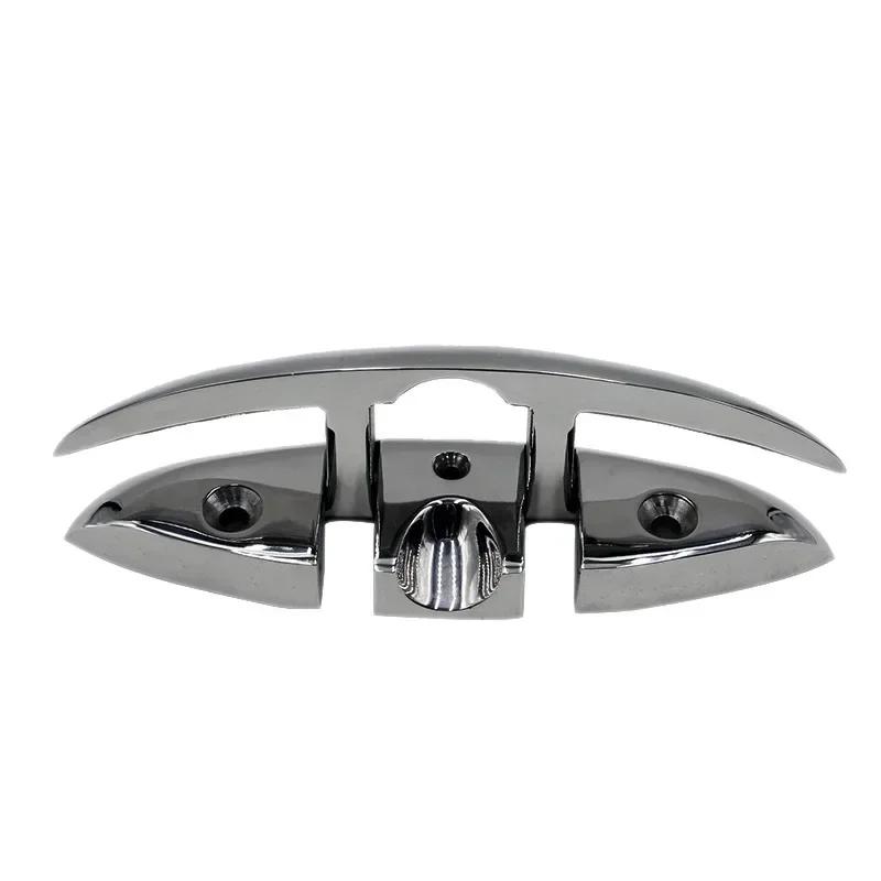 5inch 6inch  Marine Mooring Folding Cleat 316 Stainless Steel High Mirror Polished Glossy Boat Deck Folding Cleats Parts