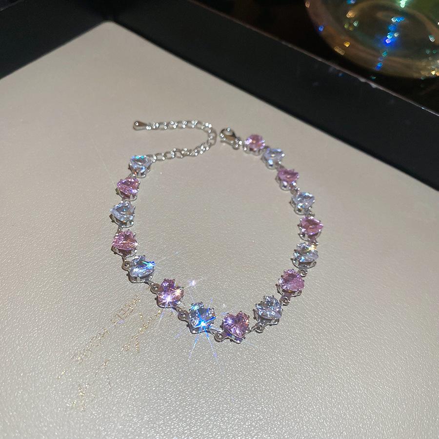 Europe and the United States Hot-selling Color Oval Love Zircon Bracelet Light Luxury Bracelet Personalized Jewelry Women