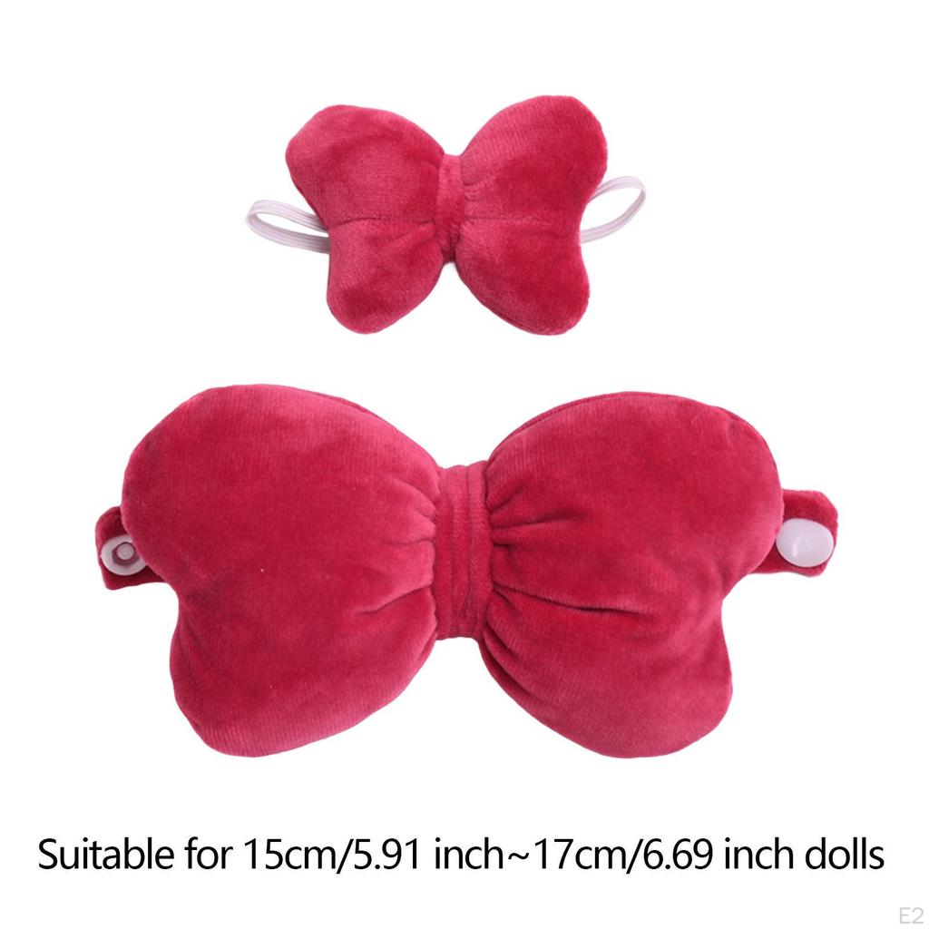 2 Pieces Dolls Bow Wing with Hairband Outfits Accessories, Miniature Clothes for 15-17cm