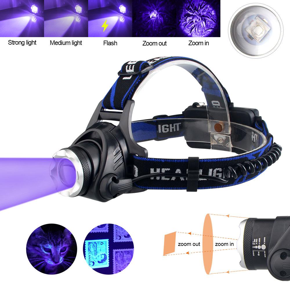 VASTFIRE New RGB LED Headlamp White Zoomable Fishing Headlight Green/UV 395NM Ultraviolet Head Torch Red/Blue Hunting Flashlight