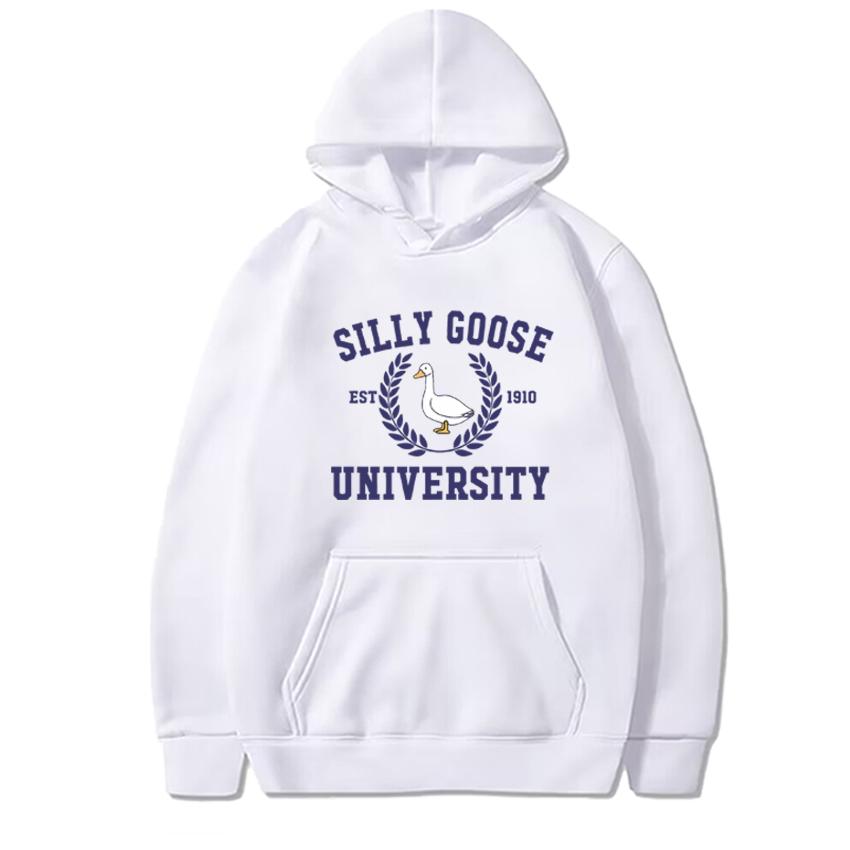 2025 New Funny Silly Goose University Printed Hoodies Unisex Harajuku Fashion Pullovers Men Women Casual Long Sleeve Sweatshirt