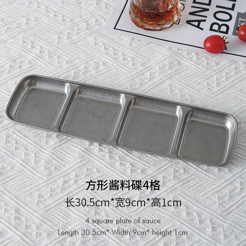 Korean Style Stainless Steel Seasoning Plate Sauce Dish Hot Pot Seasoning Roast Meat Sauce Western Restaurant BBQ Tableware