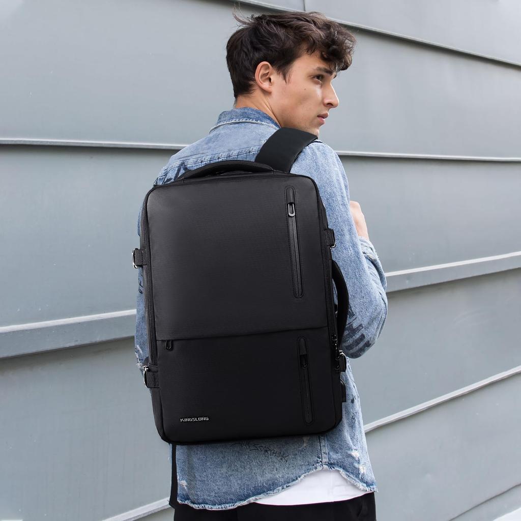 Plecak o dużej pojemności z workiem kompresyjnym i wodoodpornym portem USB, pojemność 18-35L, kompresja i [lovvento] Pompka męska, Rozszerzalny,