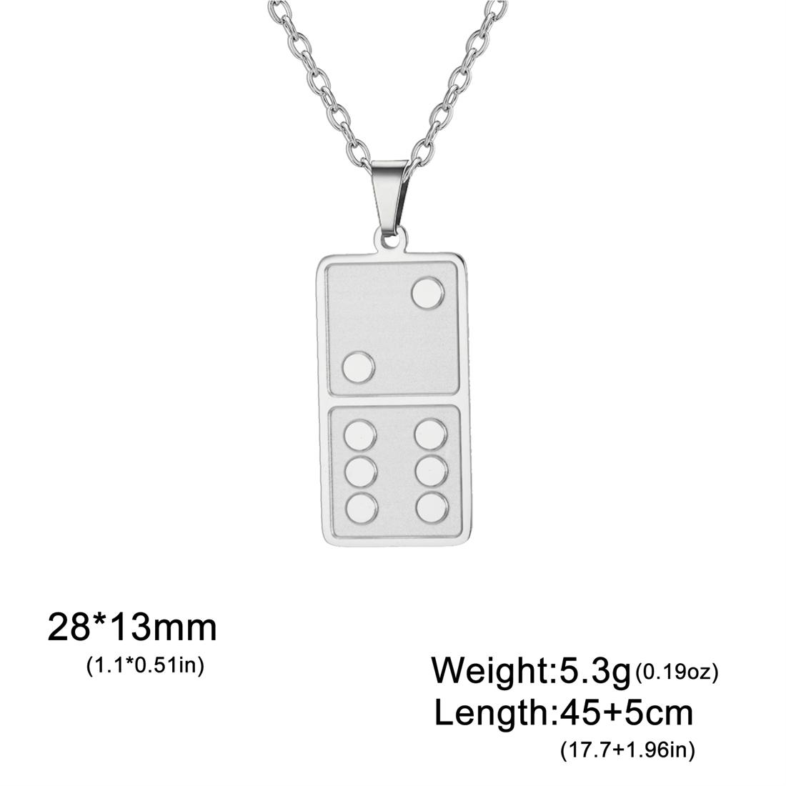

Funny Dominoes Pendant Necklace Stainless Steel Square Domino Card Choker Girl Boy Jewelry Birthday Best Gifts Wholesale