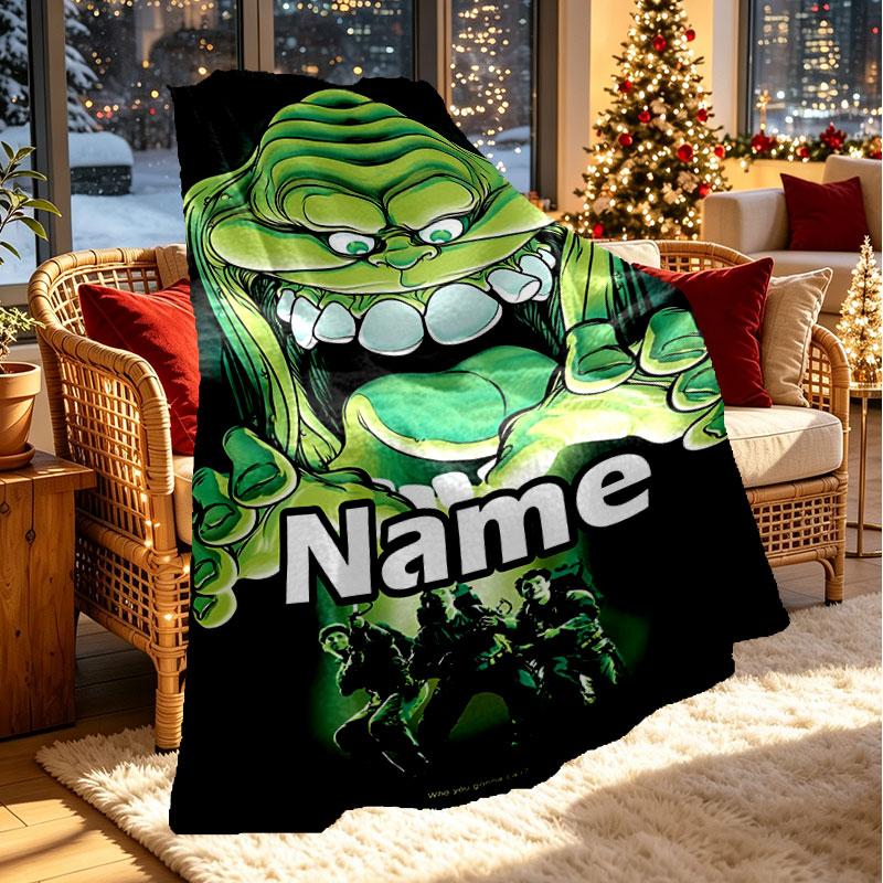 Custom Name Personalized Ghostbusters Print Blanket, Home Decor, Bedroom, Sofa, Camping, Couch, Gifts for Birthday Christmas