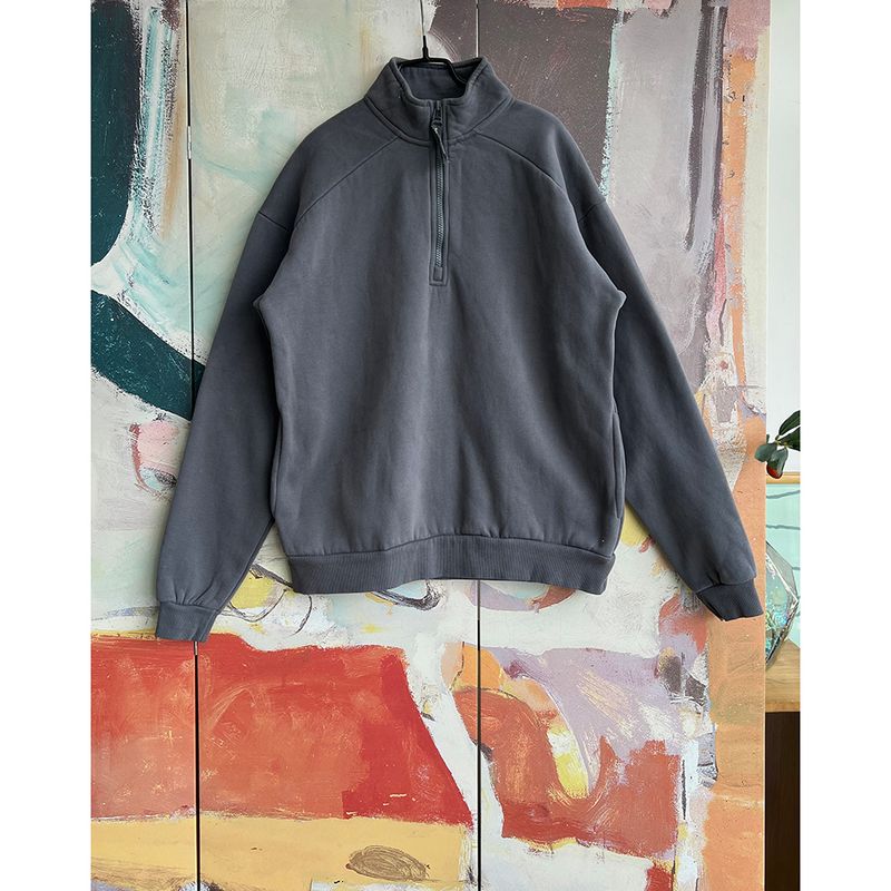 

Оригинальный заказ внешней торговли Mus * CLE Республика Толстовка с флисовой подкладкой Теплая Свободная Принт Пуловер на половину молнии 1560 Dark gray L