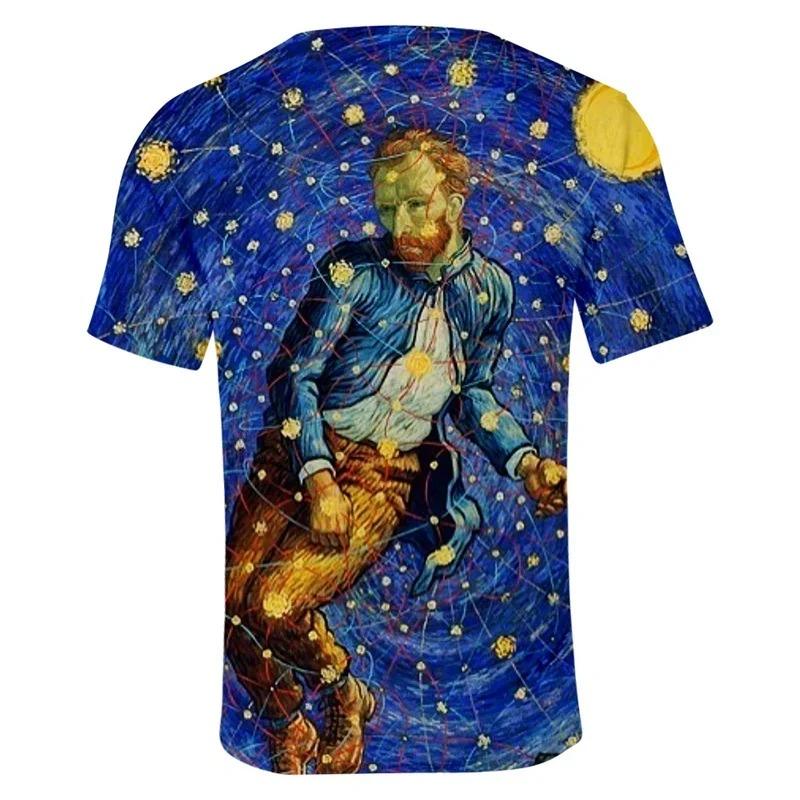 Neues Van Gogh Kunstgemälde 3D-Druck T-Shirt Sternenhimmel T-Shirt Für Männer Kurze Ärmel Street Oversized Tops Damen Klassisches T-Shirt