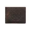 Vintage Genuine Crazy Horse Leather Men's Wallet Embossed Compass Design RFID Blocking Bifold Wallet Retro Simple Credit Card Holder Billfold