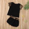 Toddler Kids Baby Girl Summer Outfits Short Sleeve T Shirt Top Leopard Shorts Pants Clothes Set