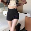 Women's Black High Waist Suit Shorts with Plus Velvet Lining - Slimming Elastic A-Line Leggings for Autumn and Winter