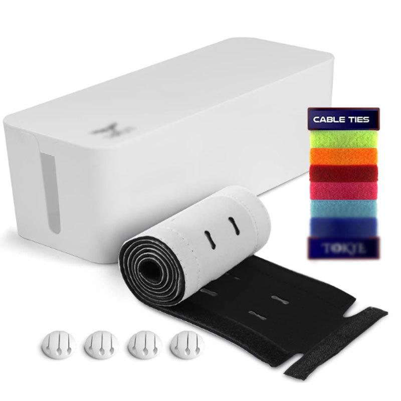 Minimalist Cable Management Box with Bamboo Lid