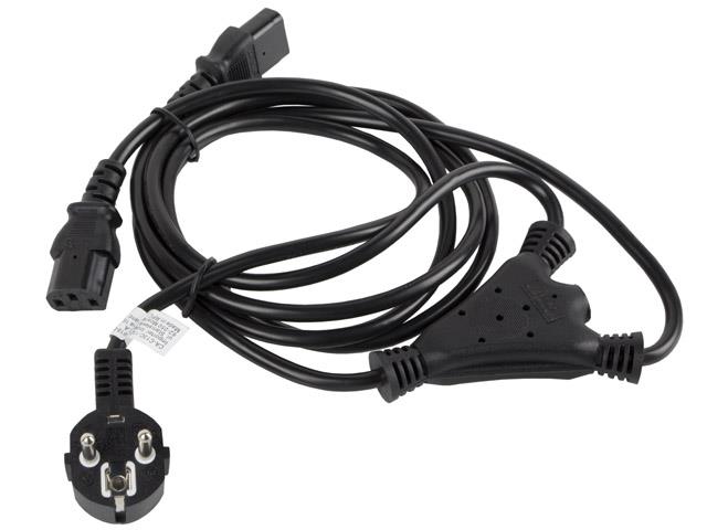 Kabel zasilający Y Lanberg CEE 7/7 -> 2x IEC 320 C13 (2 zasilacze) 1,8m czarny