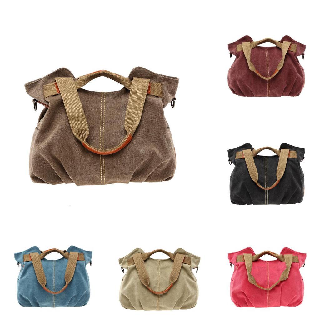 Borsa a tracolla in tela a forma di conchiglia con tasche con cerniera per donne casual