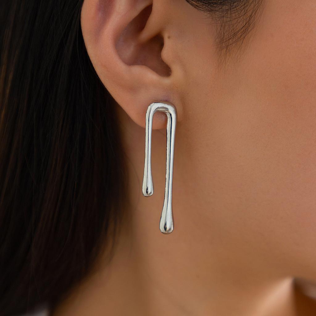 Spice Girl Wind Lava Sweet Cool Geometric Earrings Irregular Liquid Water Drop Stud Earrings Jewelry