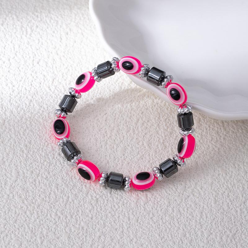Vintage Handmade Colored Turquoise Beads Devil'S Eye Bracelet Fashion Personality Beaded Eye Elastic Bracelet