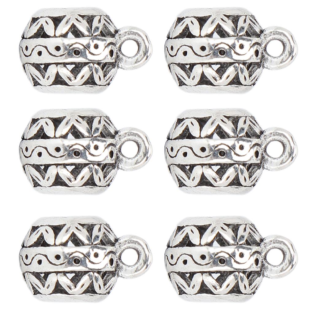 10pcs Hair Braiding Beads Alloy Hollow Large Holes Beard Dreadlocks DIY Bracelet Necklace Rings Silver