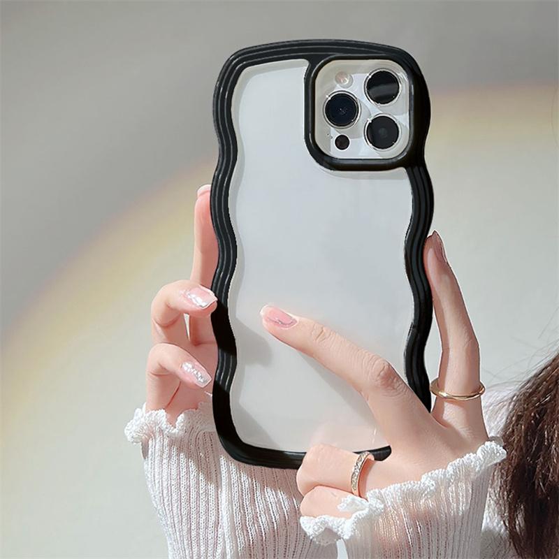 

Конфетный чехол-бампер с волнистыми линиями для iPhone 16 15 11 12 13 14 Pro Max 16 Plus, противоударный прозрачный чехол с жесткой задней крышкой For iPhone 13