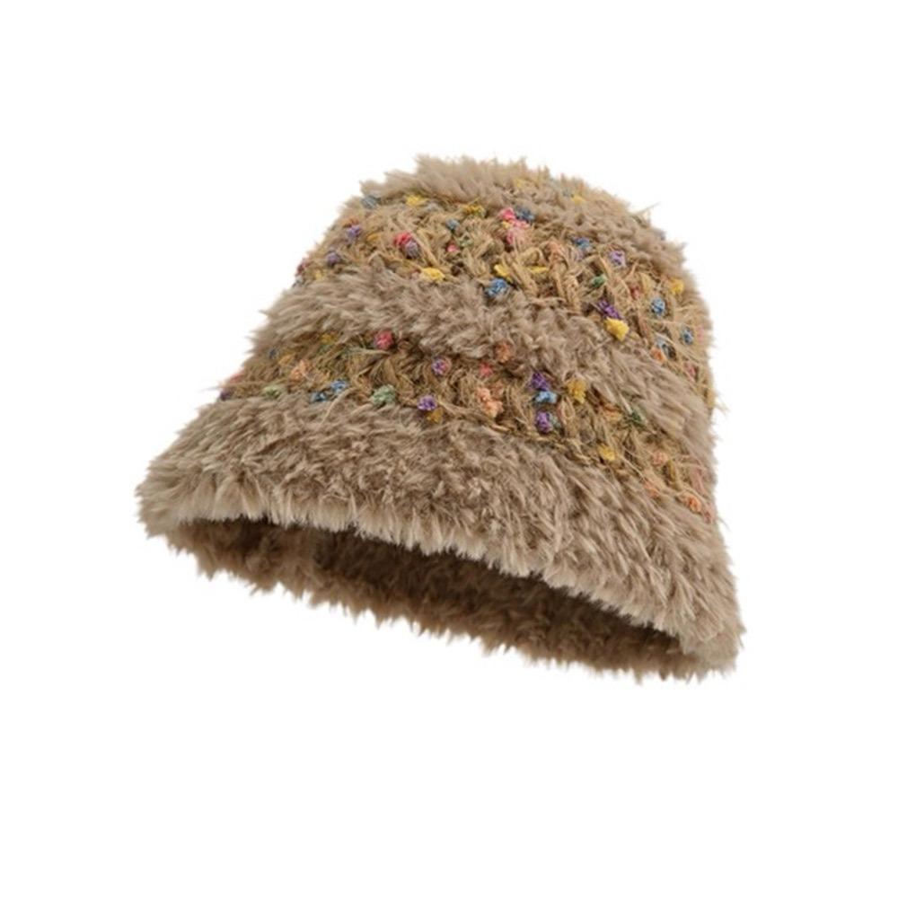 

Fashion Warm Knitted Beanie Hat Thickened Ear Protection Pullover Cap Fluffy Earmuffs Women хаки