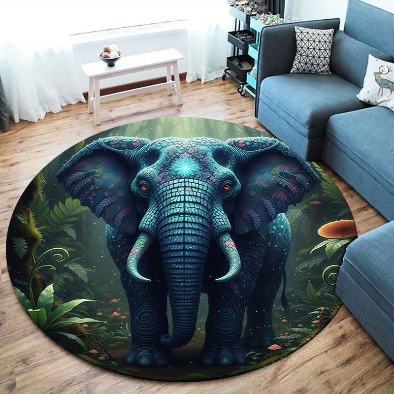 AnimalsElves Round Area Rug,Carpet Rug for Living Room Bedroom Sofa Playroom Decor,Non Slip Floor Mat