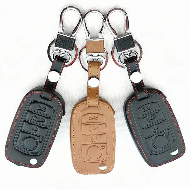 Leather Car Remote Key Case Cover Shell Fob For Fiat Tipo Toro Freedom 500X Doblo Argo Nuovo Grazie Remote Shell Accessories