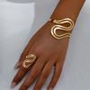 Minimalist 2PCS Gold-plated Snake Shaped Bracelet Bangles for Women Fashion Metal Girls Geometric Ring Jewelry Sets