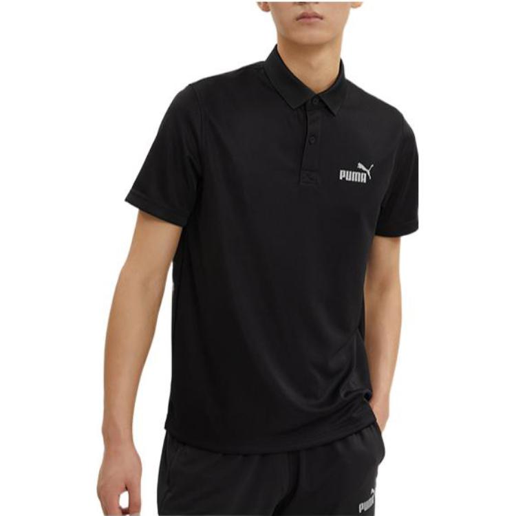 PUMA Polo Shirts Men's Black Polo Collar Moderate Straight Fit 671927-01