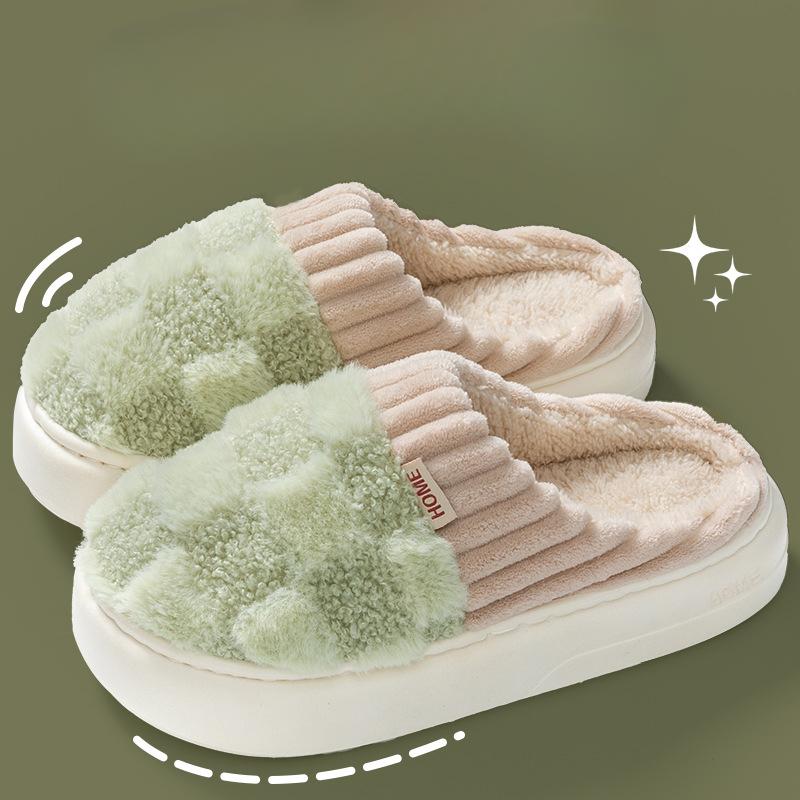 Thick-soled Shoes, Slippers, Women's Shoes, Indoor Simple, Warm and Anti-slip Cotton Slippers