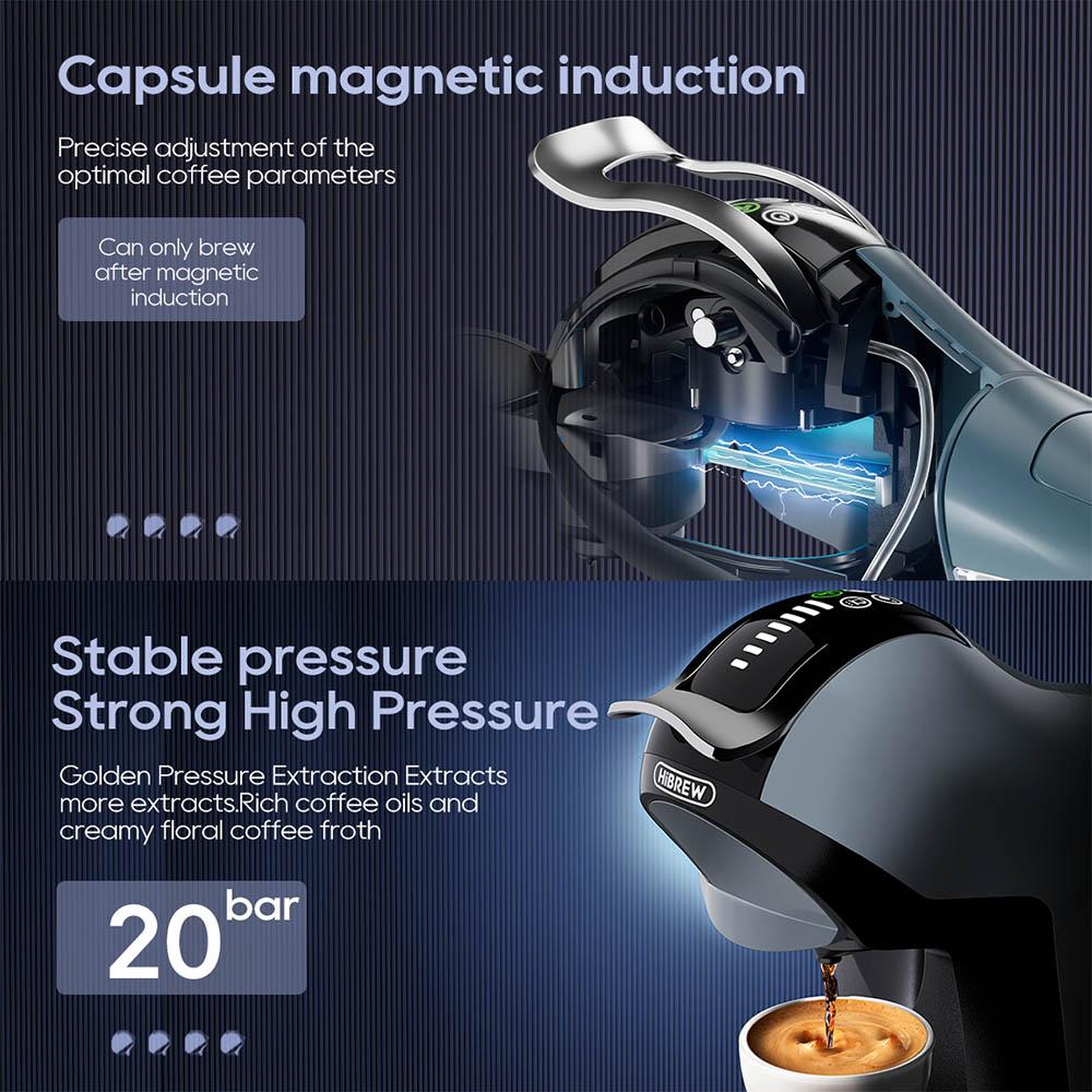 HiBREW H17 Machine à Café Capsule 4-en-1, Infusion Froide & Chaude, Extraction 20 Bars, 7 Niveaux d'Eau Réglables, Contrôle Tactile