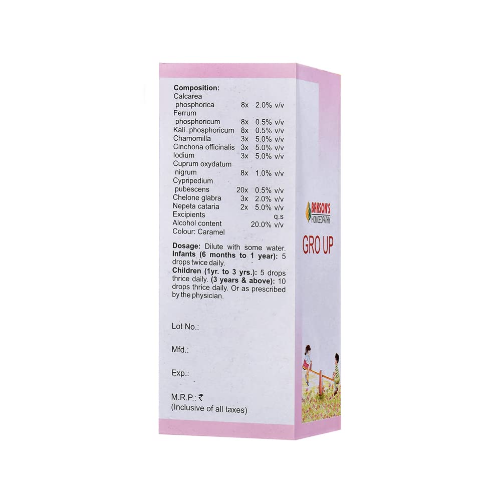 Bakson's Gro Up Drops For Kids Growth & Appetite Support Liquid Tonic Child Healthy Development 30 ml Pack Of 2