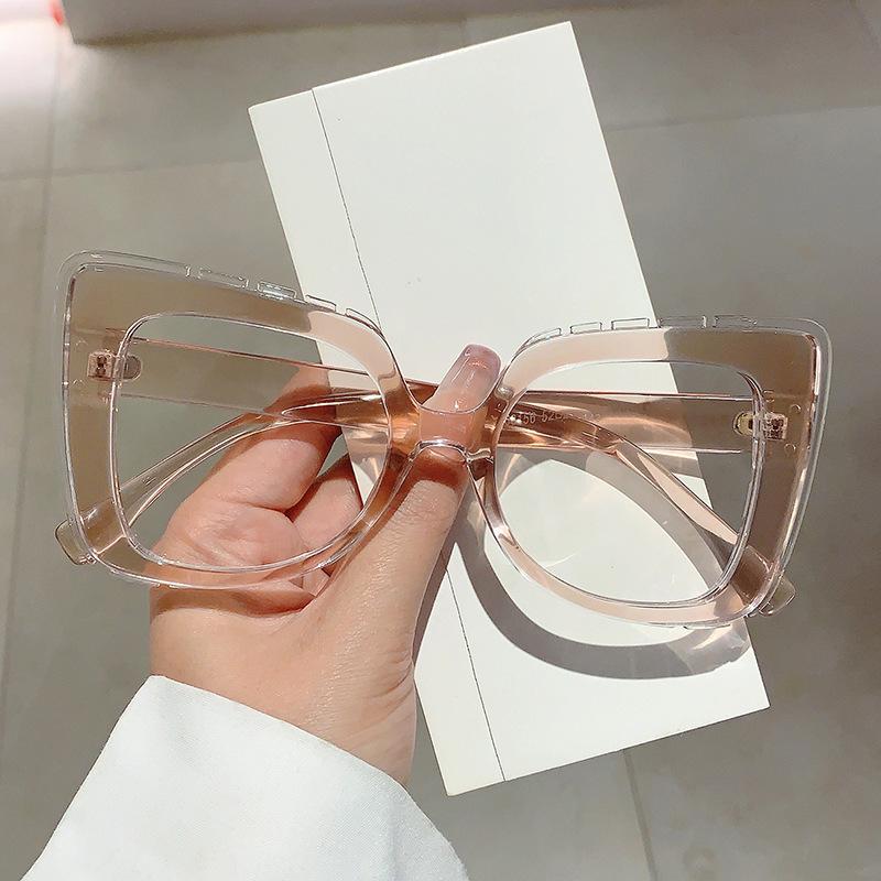 Vintage Anti Blue Light Glasses Women For Men Luxury Brand Designer Oversized Myopia Prescription Optical Pink Popular Frame