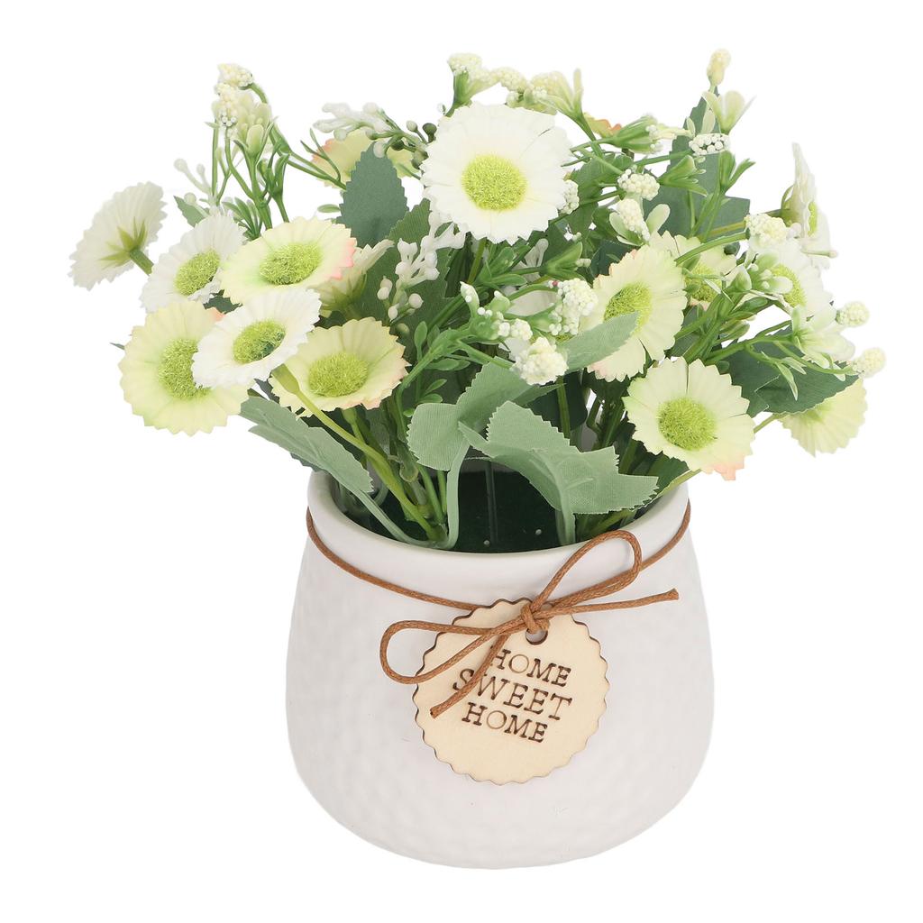 Små konstgjorda krukväxter Mini falska krukväxter Falsk prästkrageprydnad Hem Inomhus Utomhusdekor 7146B 01 Gul med