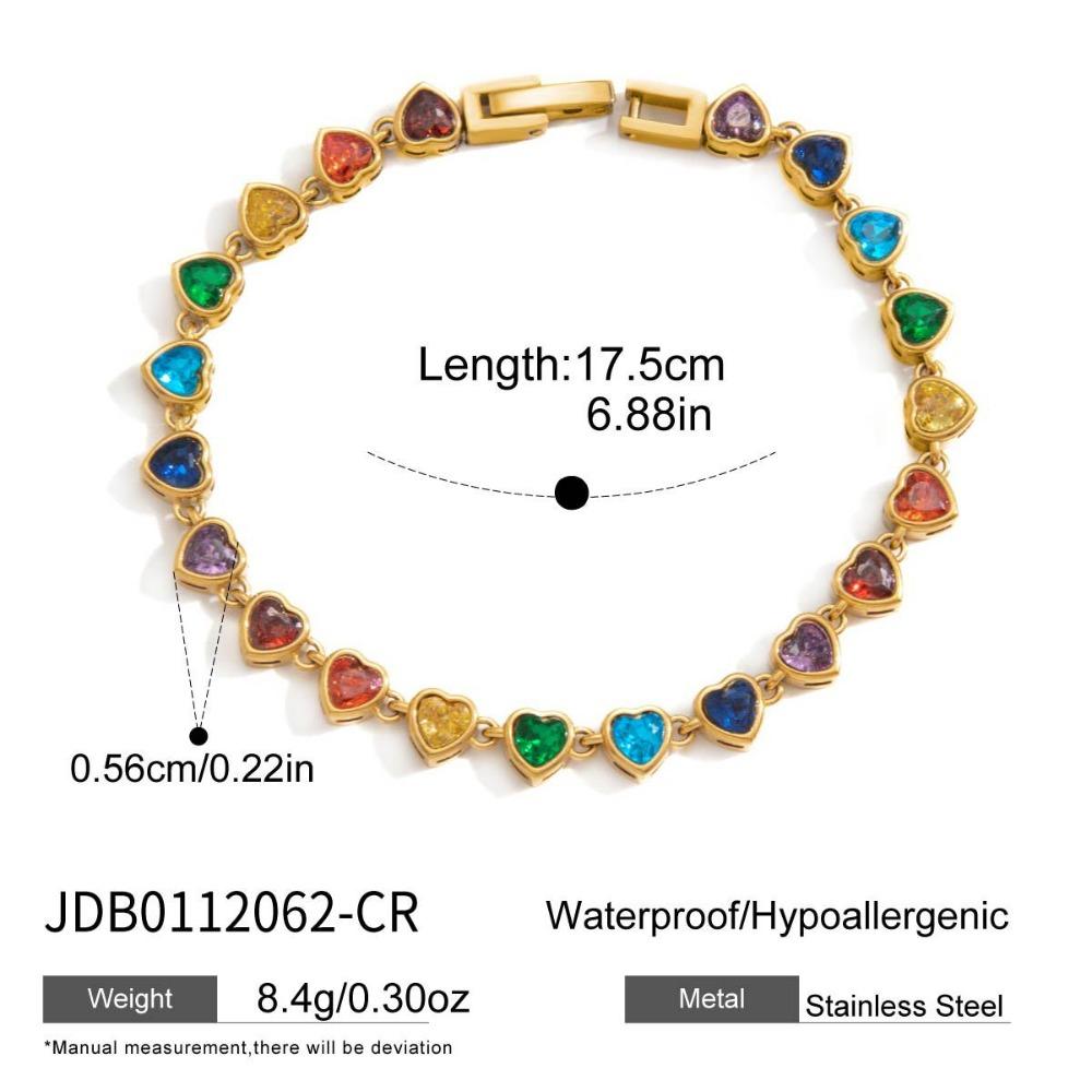 Exquisite Tennis Chain Bracelet Heart-Shaped Geometric Circular Stacked Bracelet Green White Zircon Women Jewelry