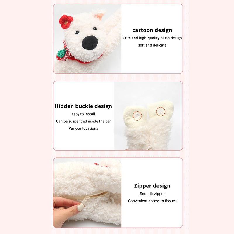 Universal Car Tissue Hanger Doll Cute Creative Hanging Tissue Holder Plush Vehicle Tissue Case Paper Box