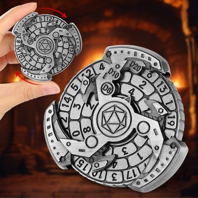 7-w-1 Vintage Ruletka Kostki Fidget Spinner Wytrzymały Stop Cynku Obracany Rzeźbiony Metalowe Kostki RPG Gra Fabularna Akcesoria do Gry Planszowej