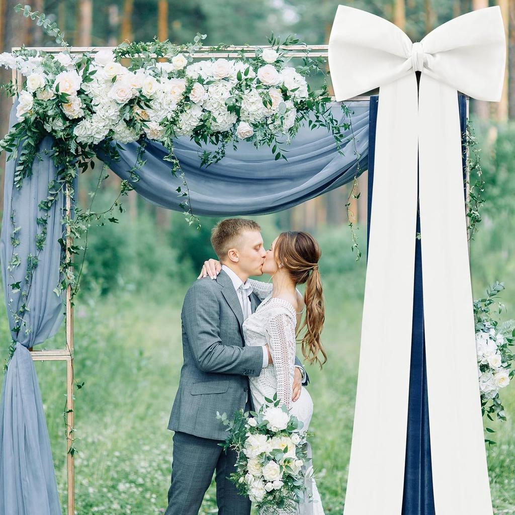 Extra Large Wedding Bow Decor, 118x28 Inch Giant Satin Bow with Long Streamer Huge Decorative Oversized Gift Belt for Arch Bachelorette Birthday