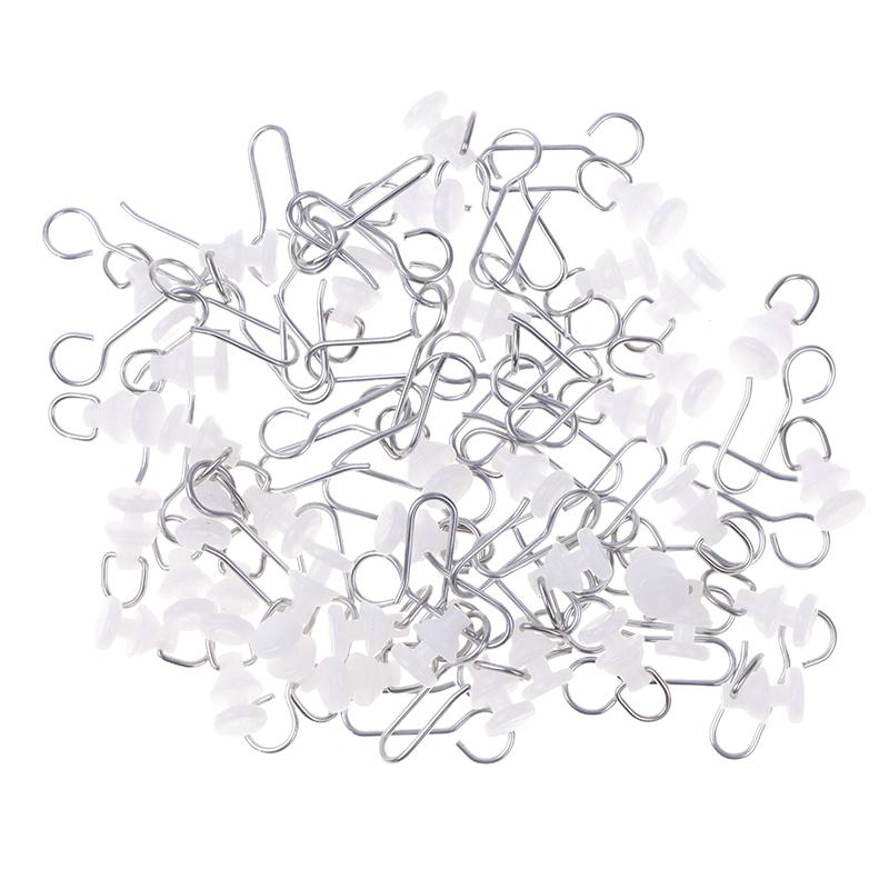 40Pcs Curtain Track Pulley Hooks S Shaped Silent Curtain Hooks And Plastic Gliders Track Rollers For Room Bathroom Curtains